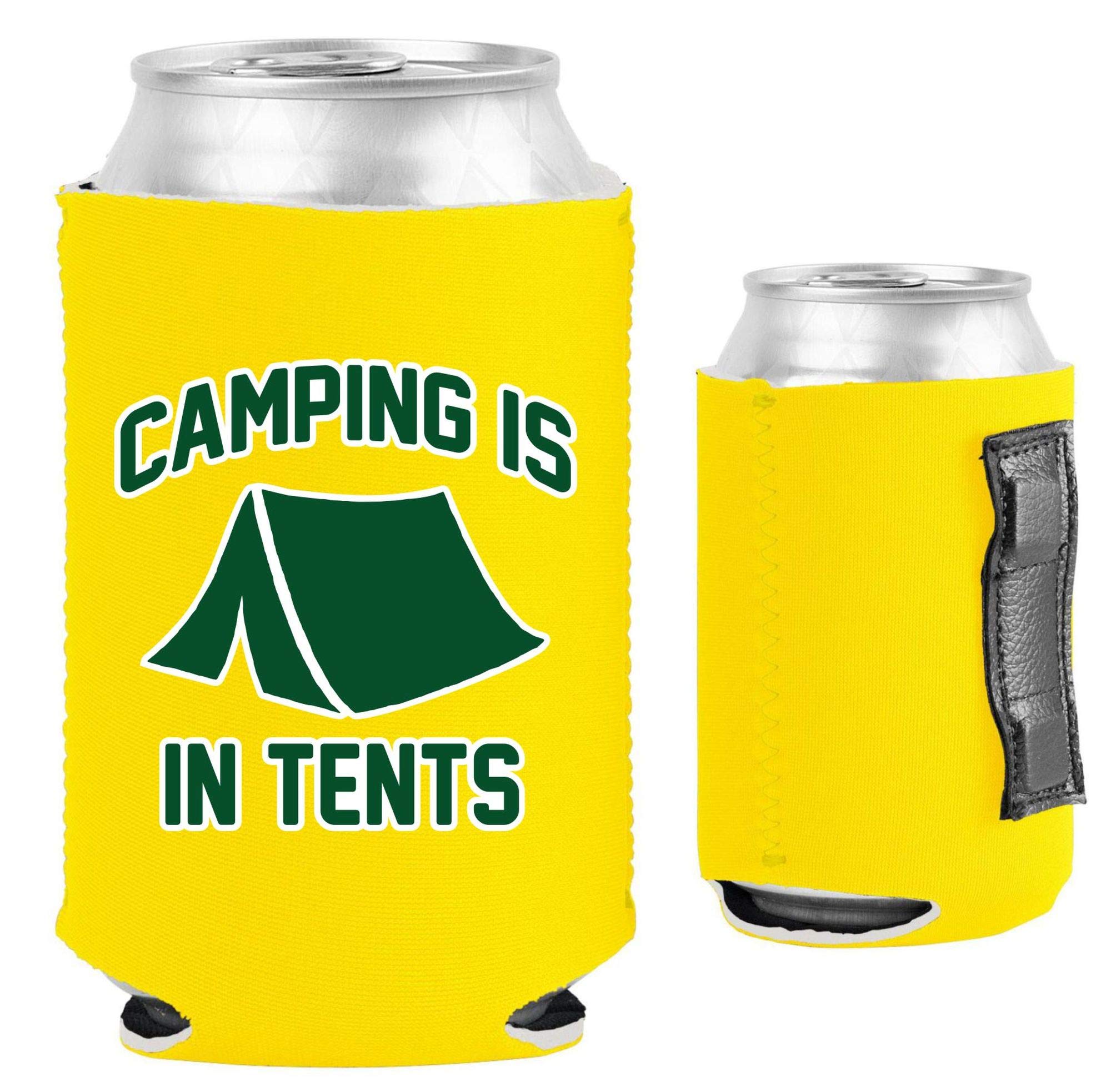Magnetic Can Cooler for Camping & Outdoor Activities - Insulated Beer Soda Can Holder (Yellow, 1 Pack) - Perfect for Picnics, BBQs, and Beach Parties