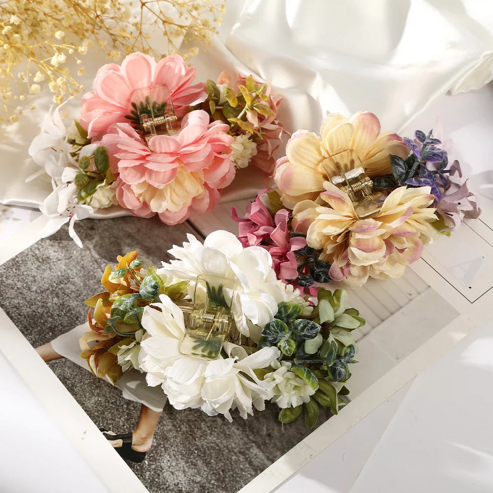 Haimeikang Large Flower Hair Clips for Women - Thick Hair Barrettes, Crab Claw Hairpins, Summer Fashion Hair Accessories for Weddings, Parties, and Everyday Wear