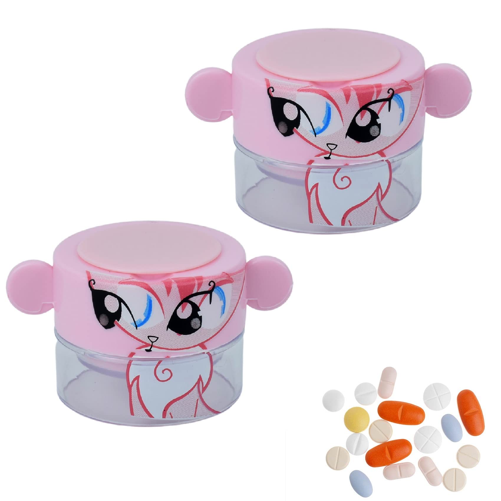 2 Pack Pill Crusher and Grinder - Professional Medicine Pulverizer for Vitamins, Tablets & Pills - Easy to Use for Elderly, Kids & Pets - Perfect for Home, Travel & Nursing Care (Pink)