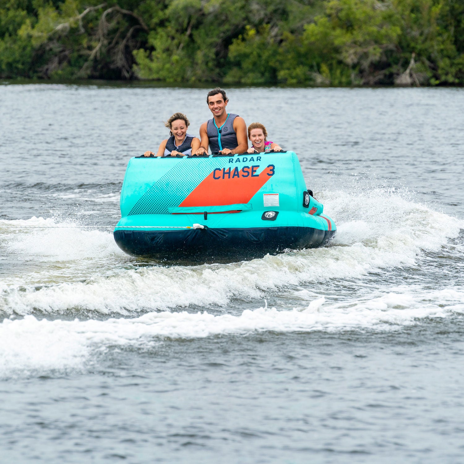 Radar Chase 3 Rider Towable Tube - Heavy Duty Inflatable Water Tube for Boating, Lake & Ocean Fun - Perfect for Family & Friends Water Sports Adventure