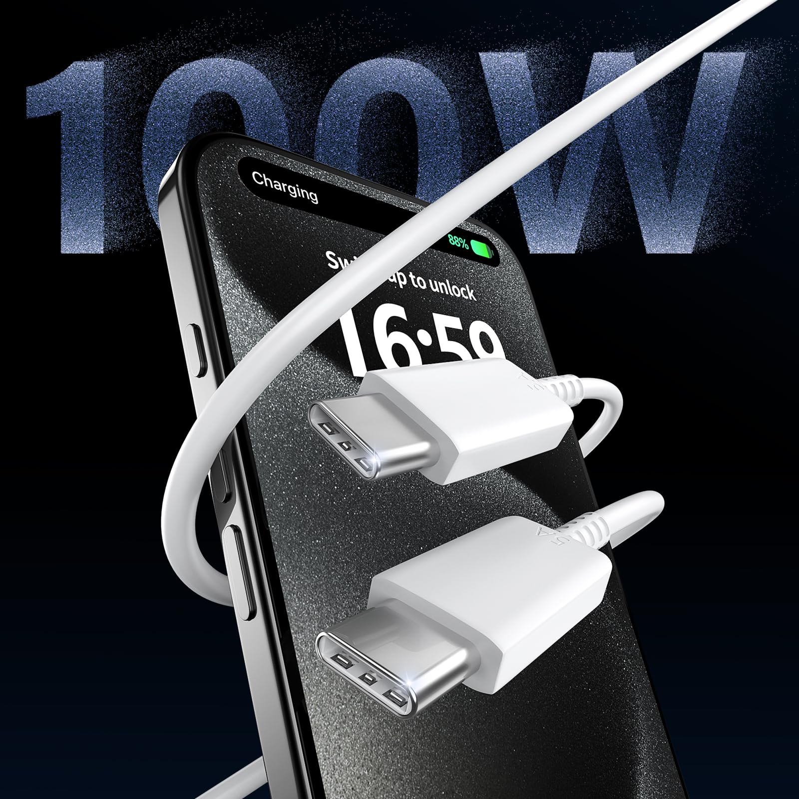 45W USB C Fast Charger Block & 6.6FT Cable for iPhone 16 Pro Max/16/15 Series, Samsung Galaxy - Super Fast Charging, White (Perfect for Home, Office & Travel)