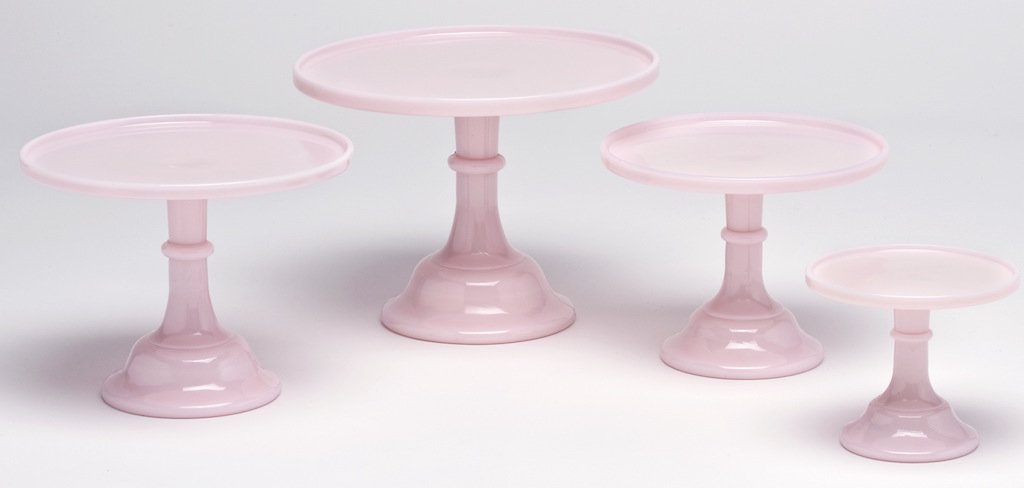 Mosser Glass Crown Tuscan Bakery Cake Plate Stand Set of 4 - Elegant Dessert Serving Plates for Wedding, Party & Afternoon Tea Display