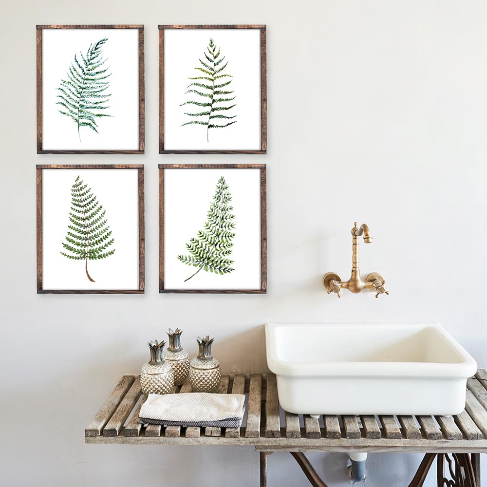 Fern Wall Art Set of 4 - 8x10 Inch Unframed Botanical Prints - Nature Inspired Kitchen Decor for Home & Office - Perfect for Living Room, Bedroom or Dining Area Wall Decoration