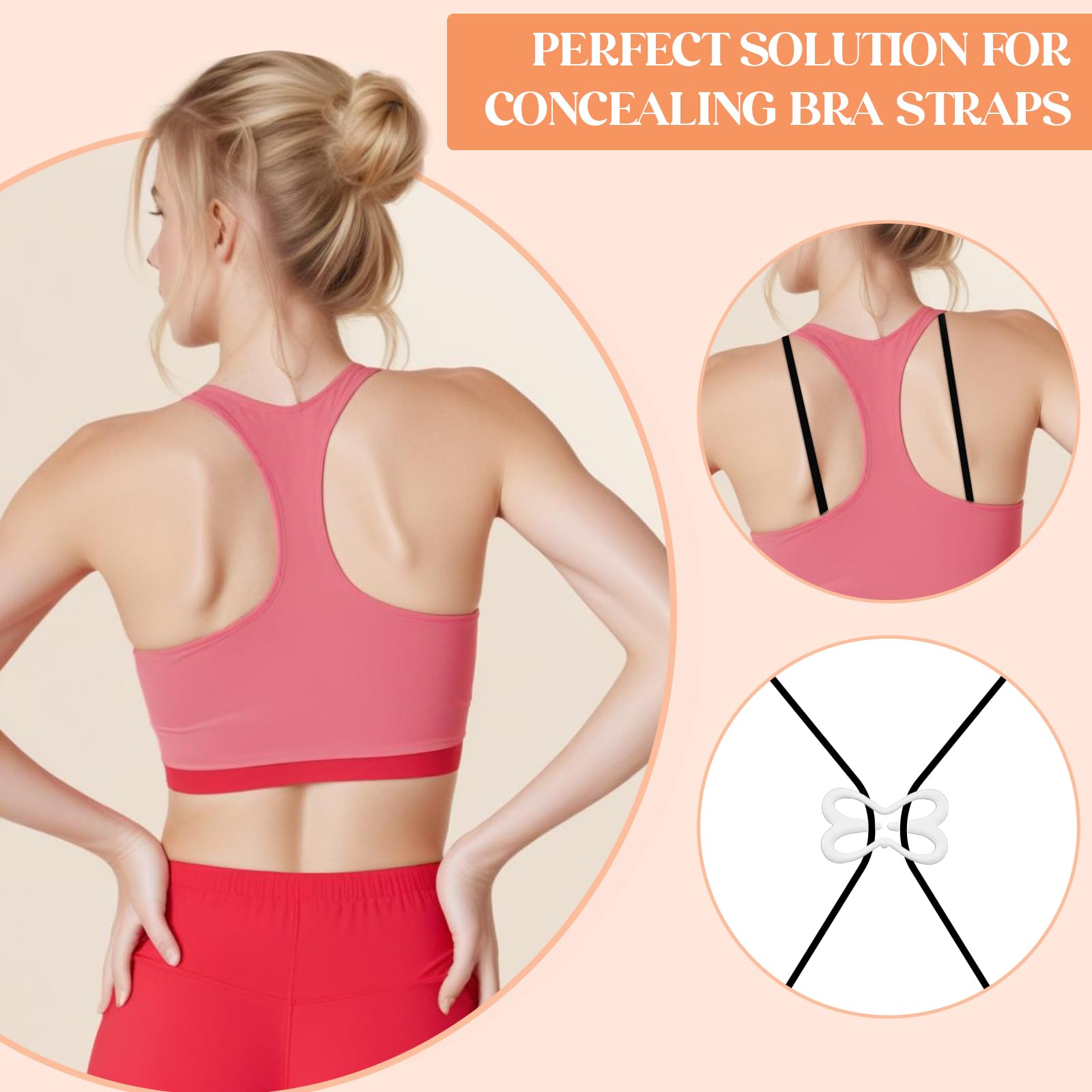16Pcs Molain Bra Strap Clips - Racerback Bra Hooks for Concealing Straps & Cleavage Control - Clear Bra Strap Holders for Slipping Prevention - Perfect for Workout, Formal Wear & Everyday Comfort