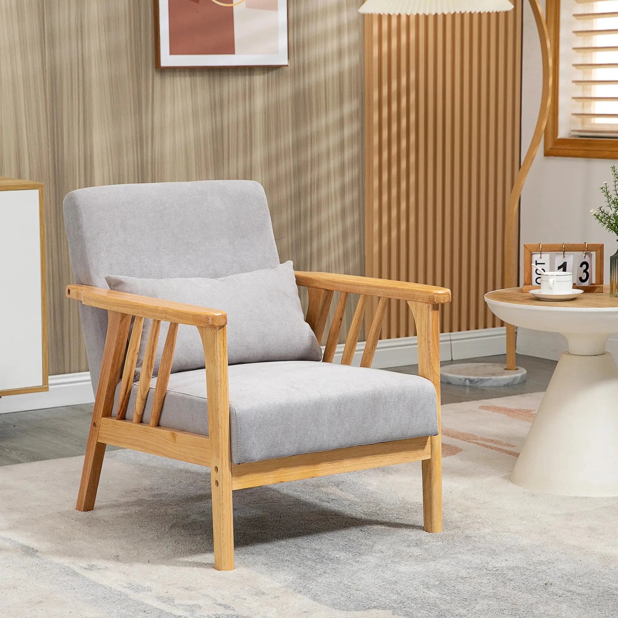 Premium Upholstered Lounge Chair with Sturdy Rubber Wood Frame - Includes Throw Pillows & Comfortable Cushion - 2 Color Options - Perfect for Living Room, Bedroom or Office Relaxation