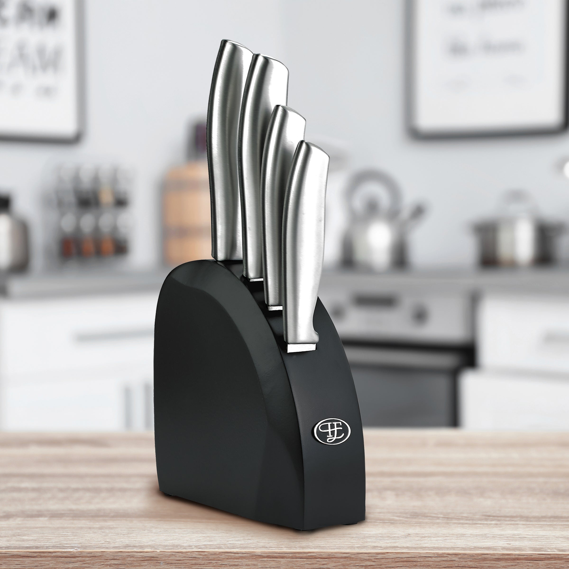 Premium Kobe 5-Piece Stainless Steel Knife Block Set - Chef Knife, Utility Knife, Paring Knife, Steak Knives - Perfect for Home Kitchen, Cooking & Gift Giving