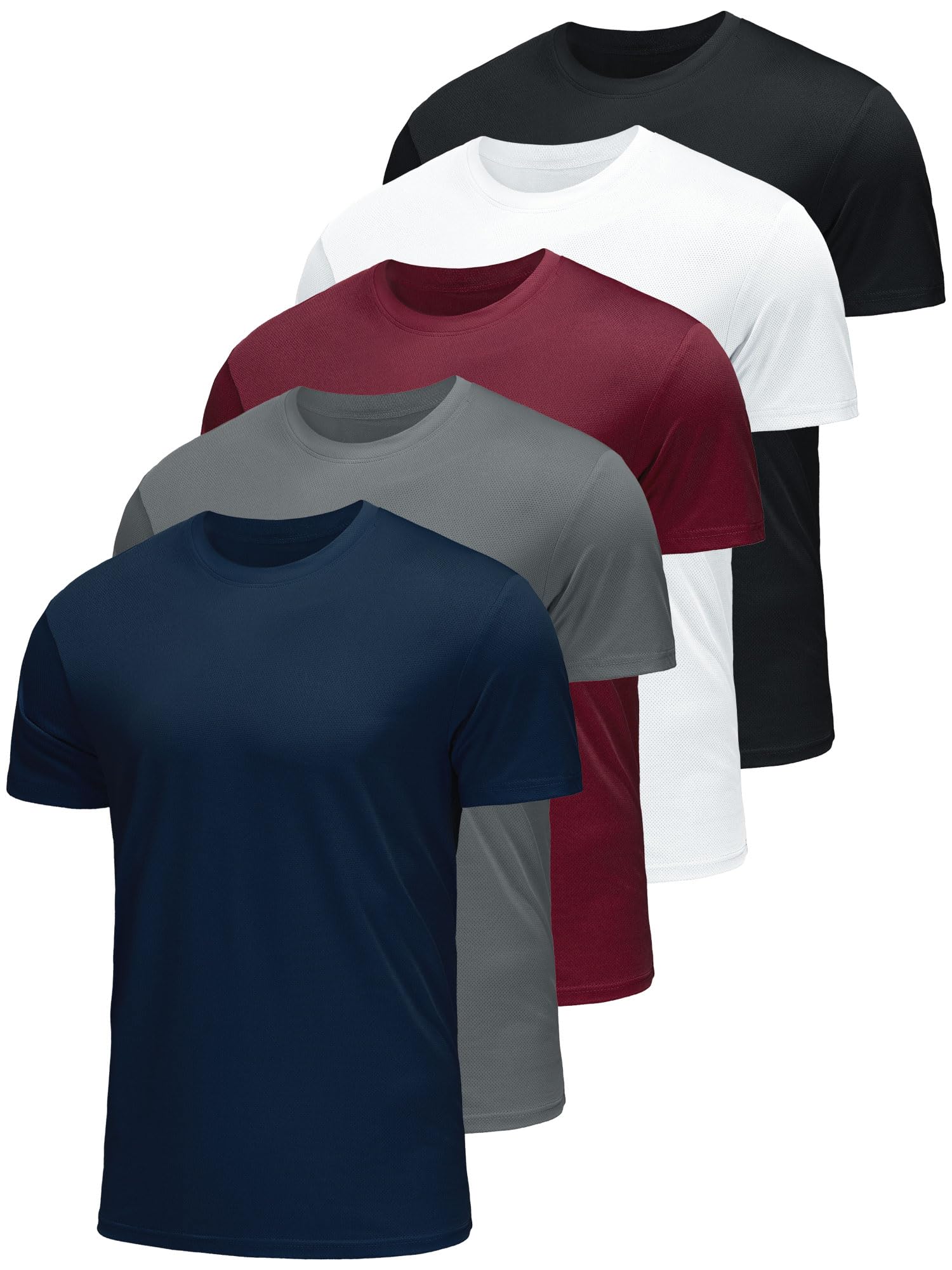 5-Pack Men's Dry Fit T-Shirts - Gym & Workout Moisture Wicking Tees for Active Lifestyle