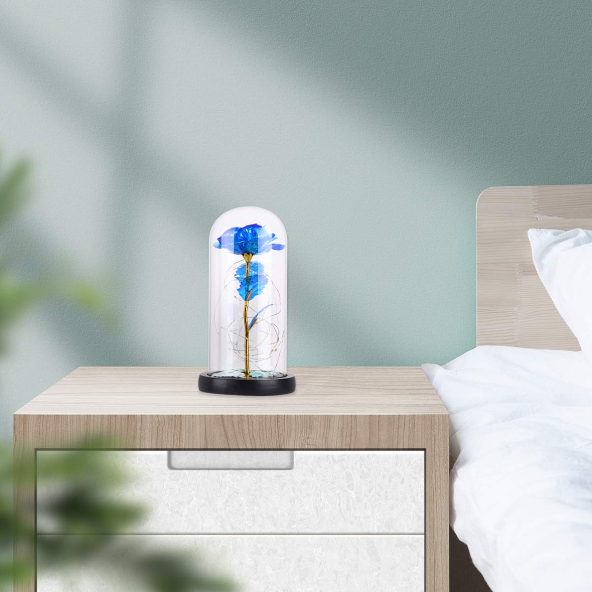 Garneck Eternal Flower Lamp - Glass Dome Rose Night Light for Valentine's Day, Home Decor, Bedroom & Living Room Ambient Lighting