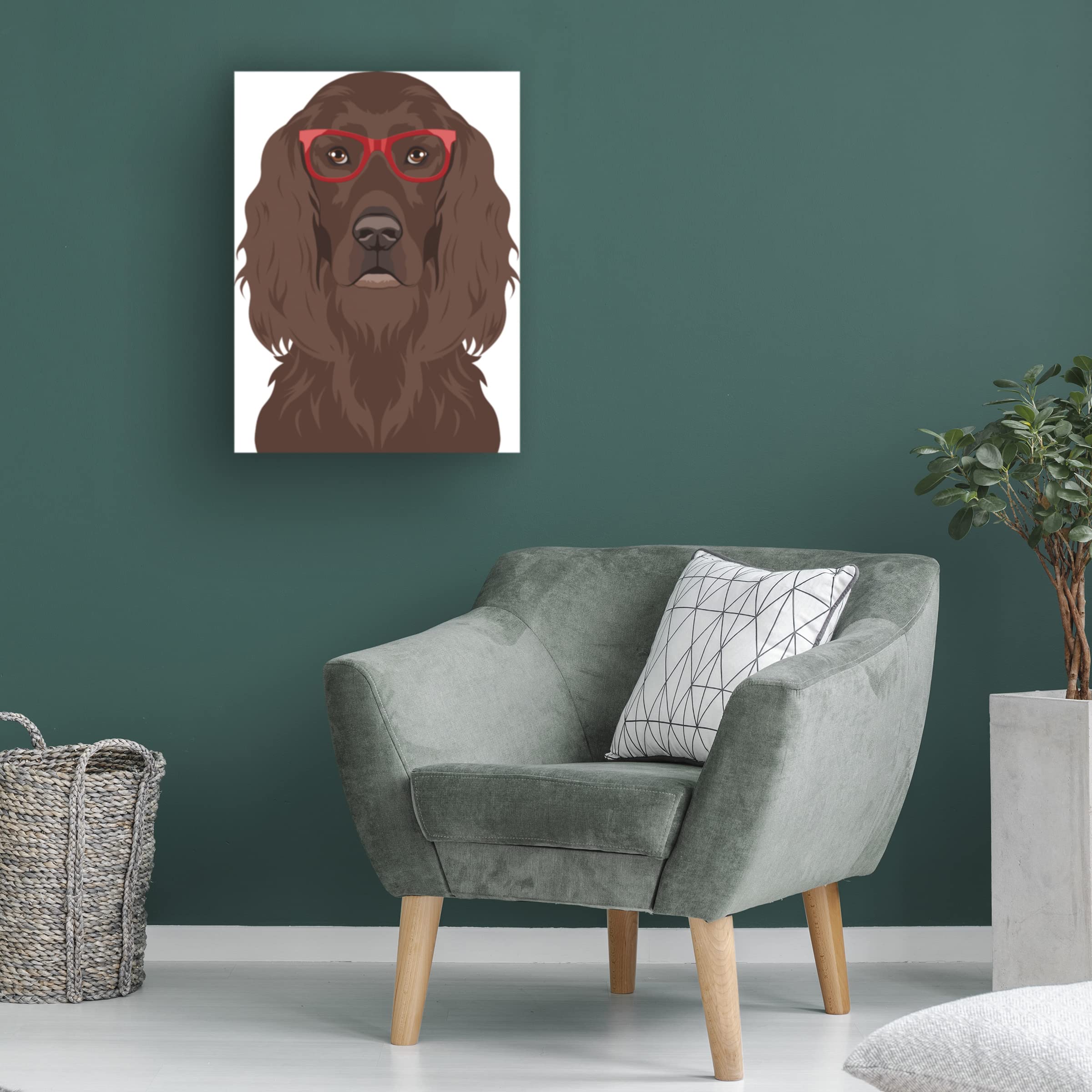 Trademark Fine Art 'Irish Setter Wearing Hipster Glasses' Canvas Wall Art Print - Funny Dog Portrait for Home & Office Decor, Perfect Gift for Pet Lovers