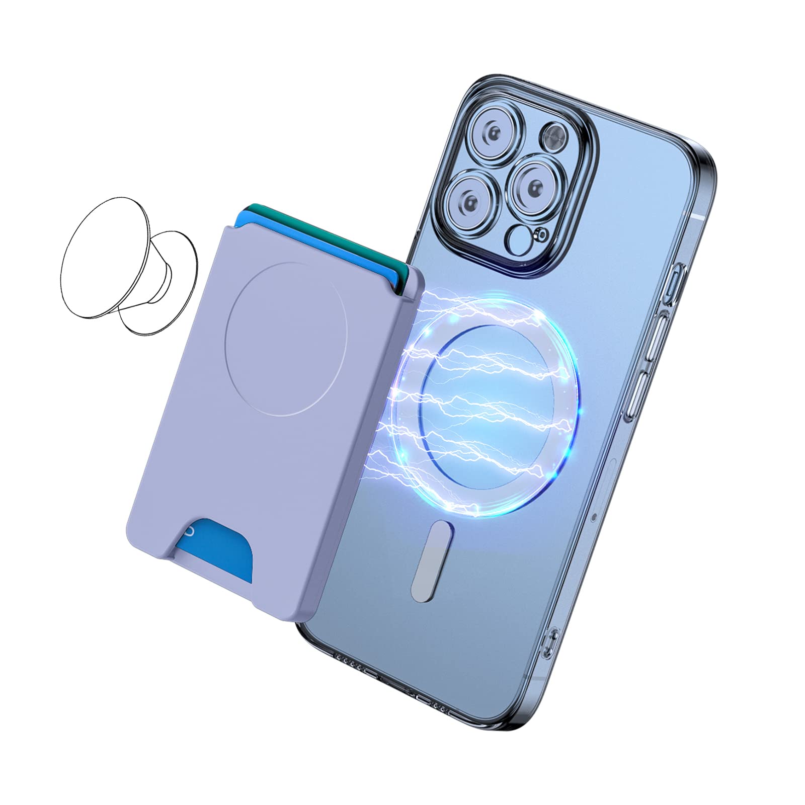 AUROX Magnetic Wallet for iPhone 16/15/14/13/12 Series - Slim Magsafe Card Holder Compatible with PopSocket Grips (Cornflower Blue) - Perfect for Everyday Carry, Travel & Contactless Payments