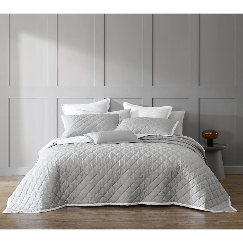 Essex Pewter Bedspread Queen Size - Soft Luxury Bed Cover for Master Bedroom & Guest Room - Perfect for All Seasons Home Decor