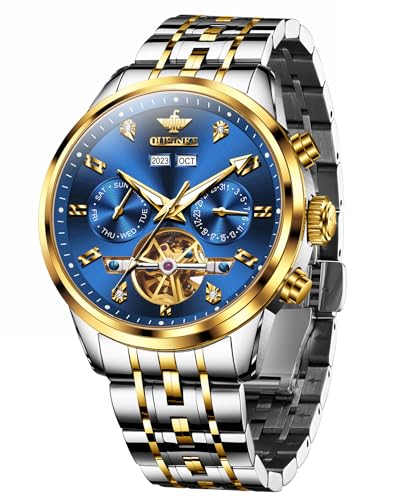 3248:Gold silver strap&blue dial