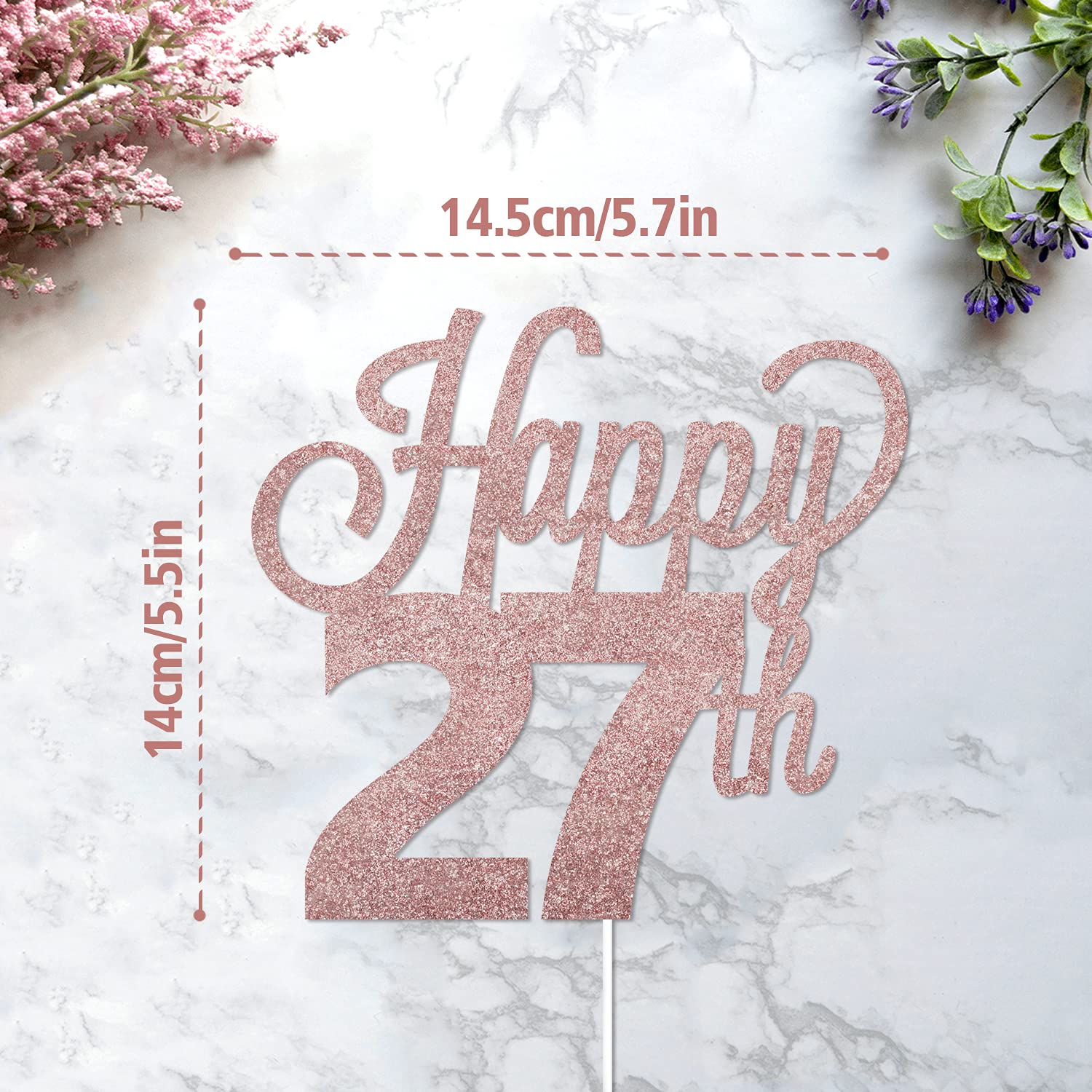 Happy 27th Birthday Cake Topper - Cheers to 27 Years Old Party Decorations for Women & Men - Perfect for Birthday Cakes, Cupcakes, and Dessert Table Centerpieces