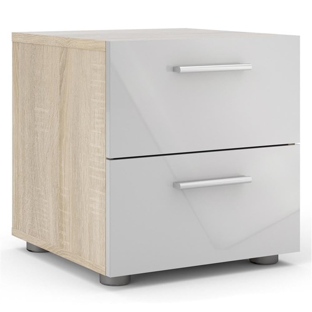 Pemberly Row 3-Piece Bedroom Set - 2 Oak & White Nightstands with 1 Double Dresser | Modern Bedroom Furniture for Master & Guest Rooms