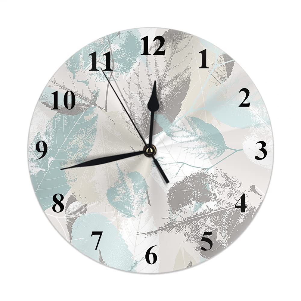 WONDERTIFY 10 Inch Silent Non-Ticking Wall Clock with Leaves & Flowers Design - Battery Operated Decorative Round Clock for Living Room, Bedroom, Kitchen & Office Decor