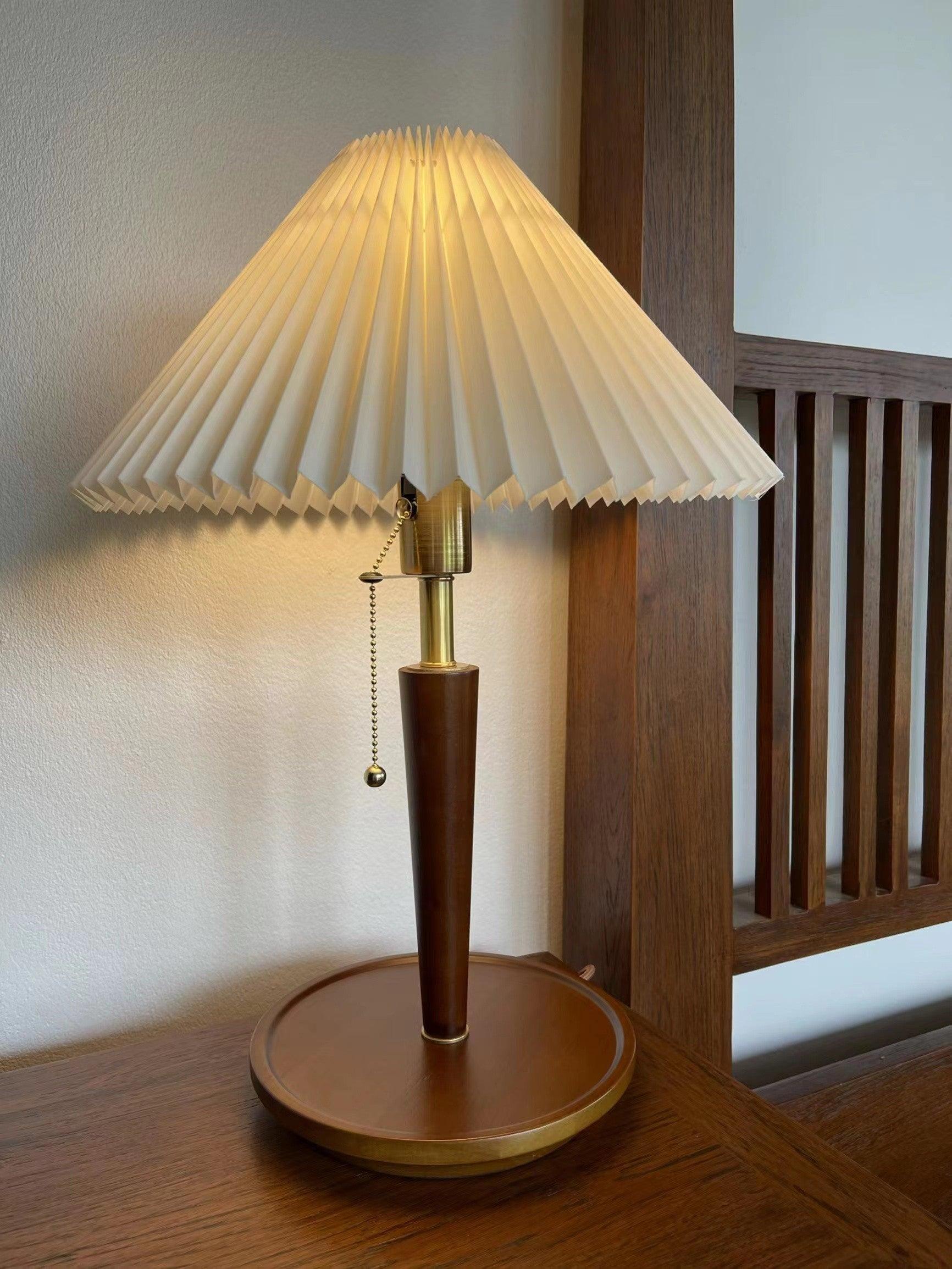 Elegant Cone Pleated Fabric Table Lamp - Modern Home & Office Lighting for Bedroom, Living Room, and Study Desk Decor