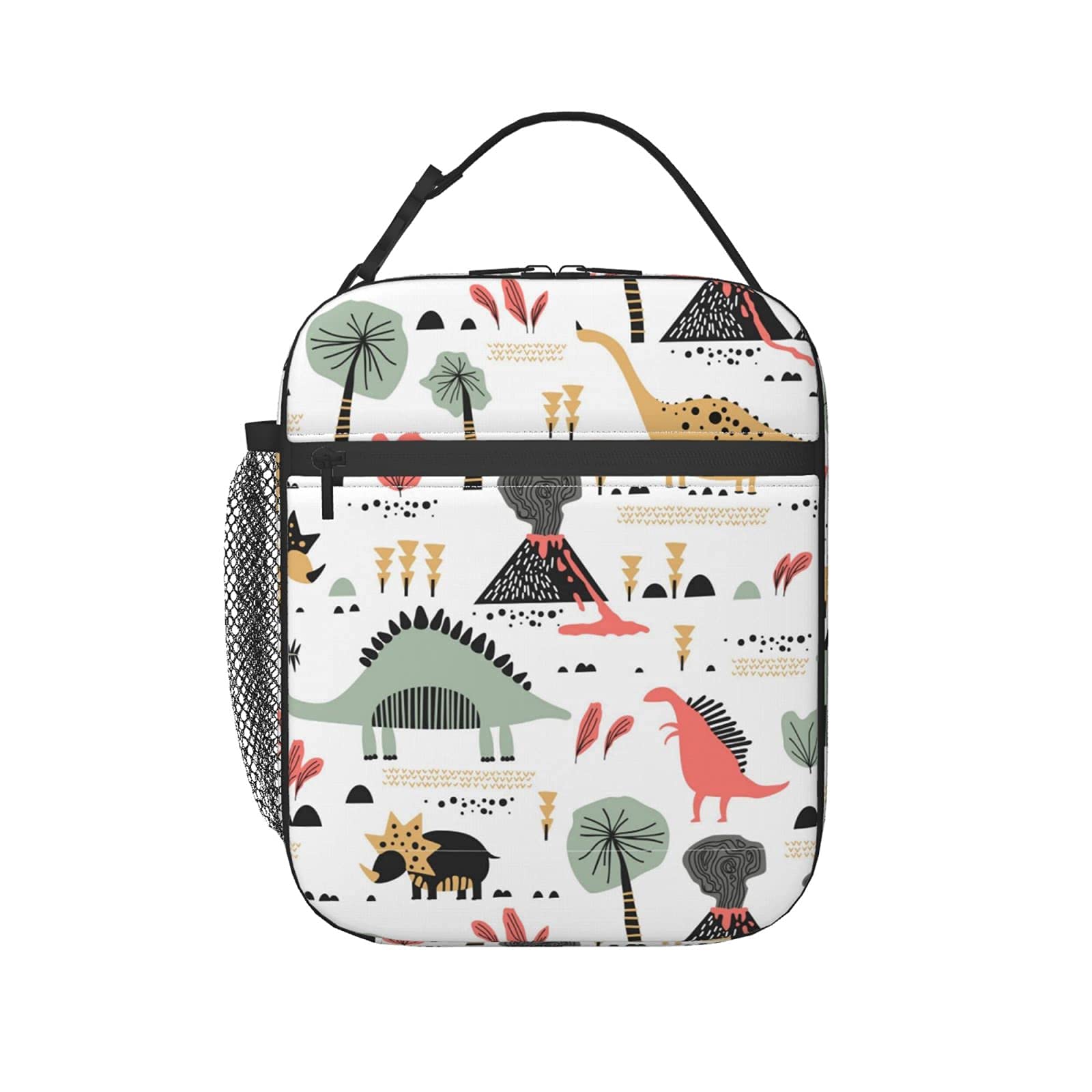 Dinosaur & Volcano Insulated Lunch Bag for Women & Men - Cute Tote Lunch Box for School, Work, Travel, Picnic & Outdoor Activities