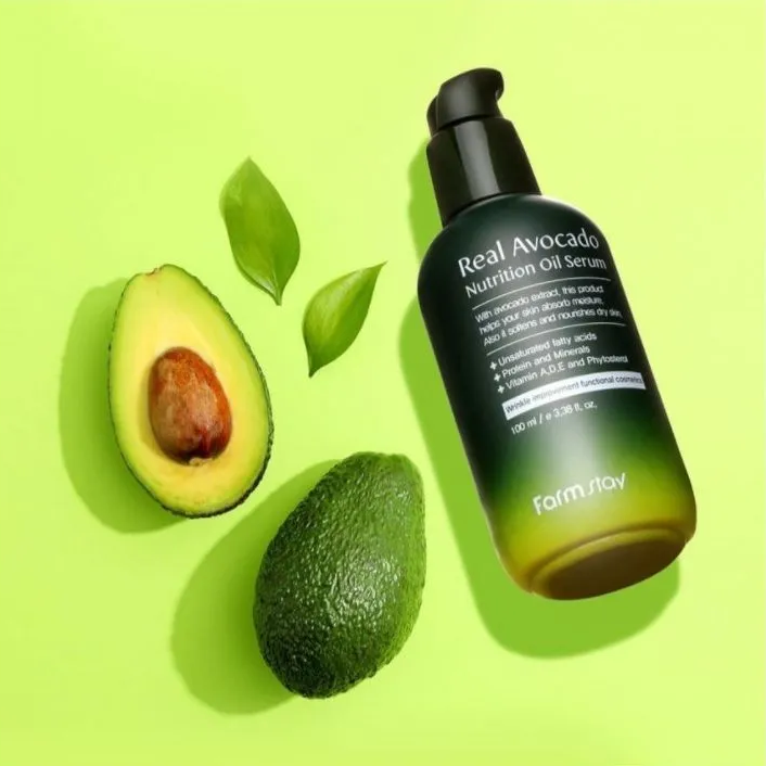 Farmstay Real Avocado Oil Serum 100ml - 100% Pure Natural Face & Hair Moisturizer for Dry Skin - Perfect for Night Care & Daily Hydration Routine