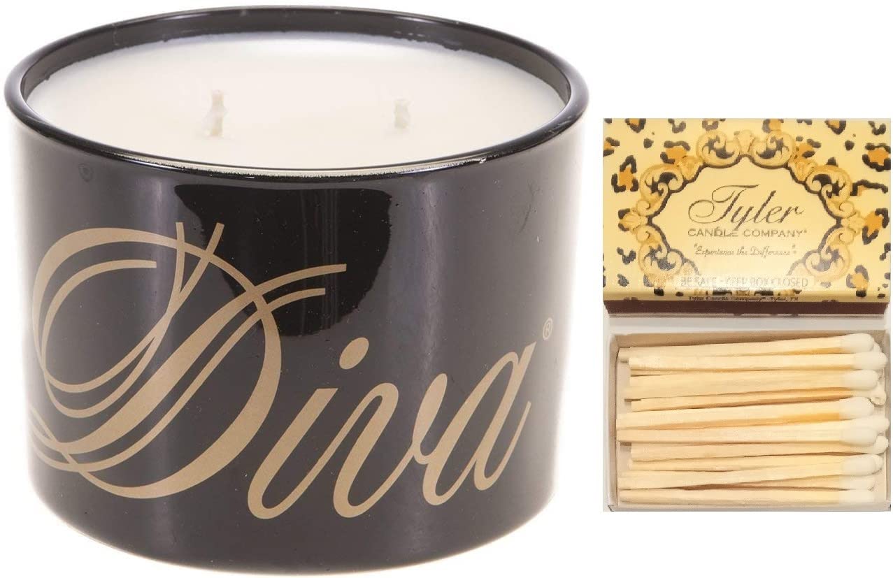 Tyler Candle Tyler Diva Edition Mossy Black 16oz Scented Jar Candle with Matches - Aromatherapy Home Decor for Living Room, Bedroom & Bathroom Relaxation