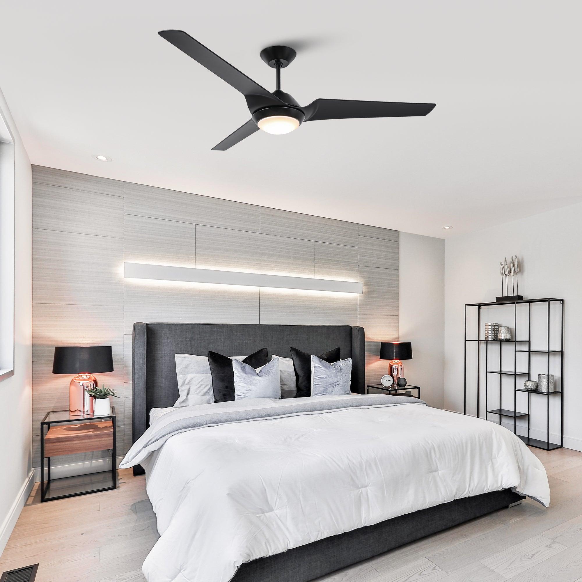 60 DC Motor 3 Blade Wall Mount Ceiling Fan with LED Light - Energy Efficient Quiet Operation for Bedroom, Living Room & Office