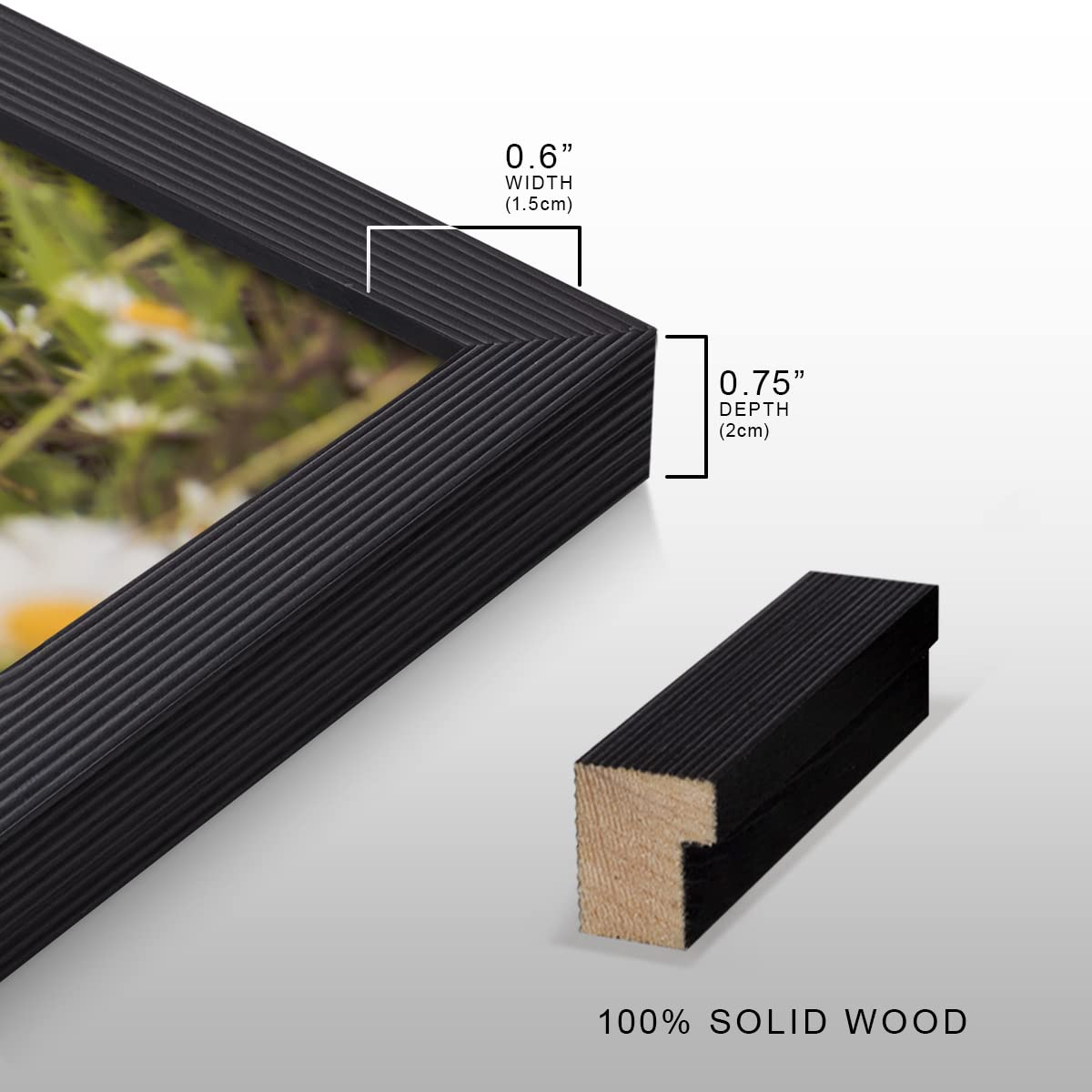 Custom Photo Frames Set of 4 - 8x8 Real Wood Picture Frames for Personalized Collage | Peel & Stick Wall Decor | Black Gallery Wall Frames for Living Room, Bedroom & Office Decor