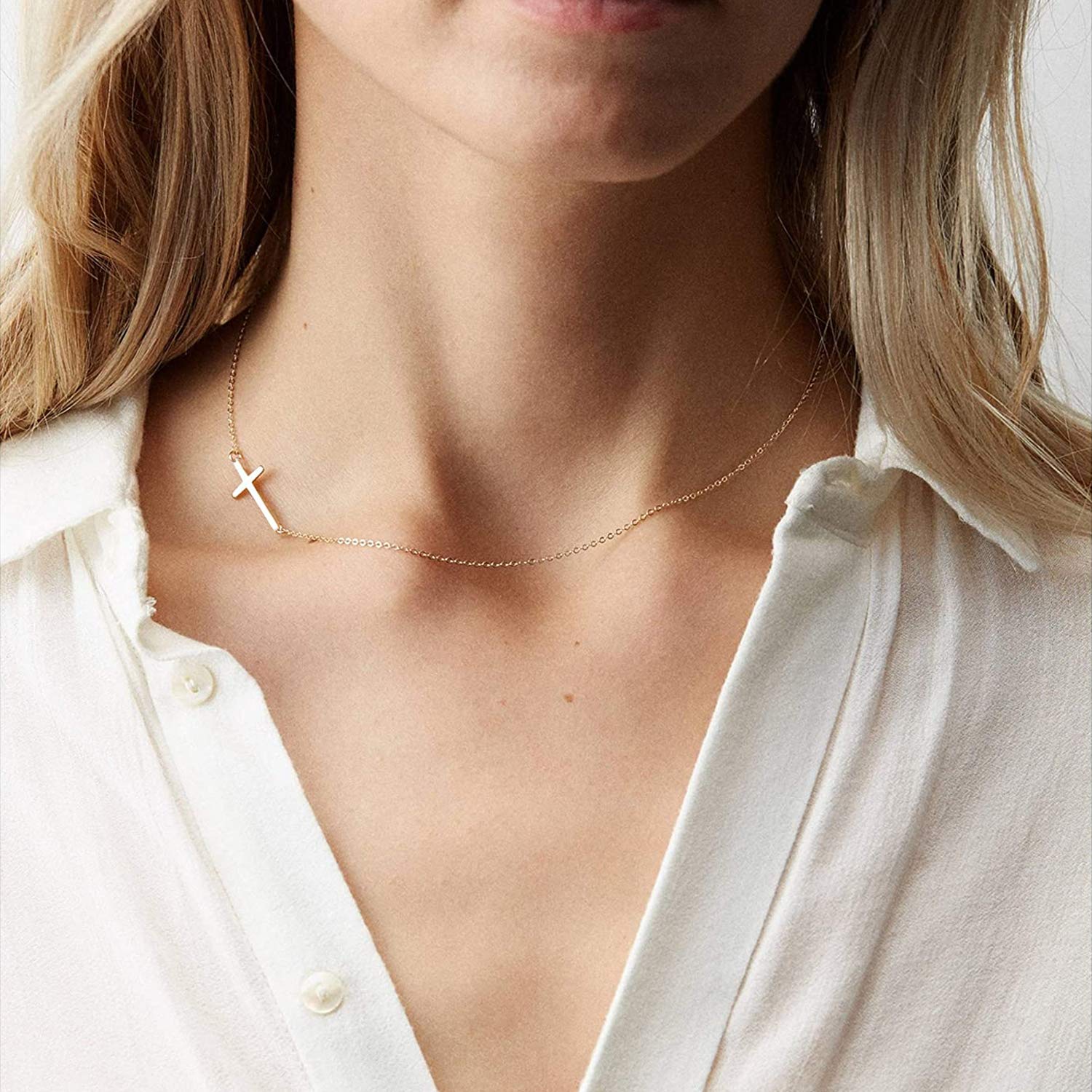 Elegant Small Cross Pendant Necklace for Women - Dainty Minimalist Gold/Silver Religious Jewelry - Perfect Mother's Day, Birthday Gift for Her - Ideal for Church, Weddings & Everyday Wear