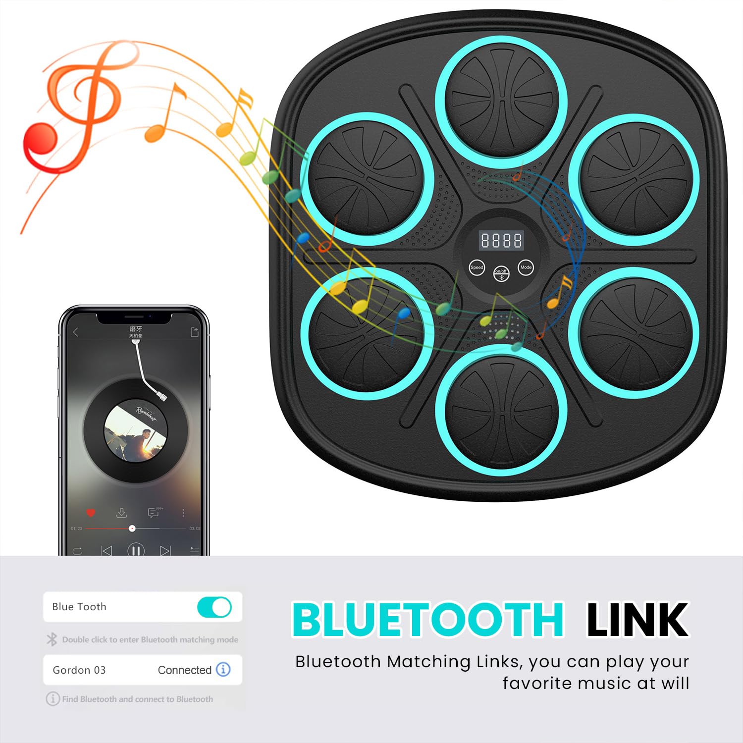 Smart Music Boxing Machine for Adults & Kids - Wall Mounted Punching Pad with Beat Sync for Home Gym & Fitness Training - Perfect for Boxing Workouts, Stress Relief & Fun Family Exercise