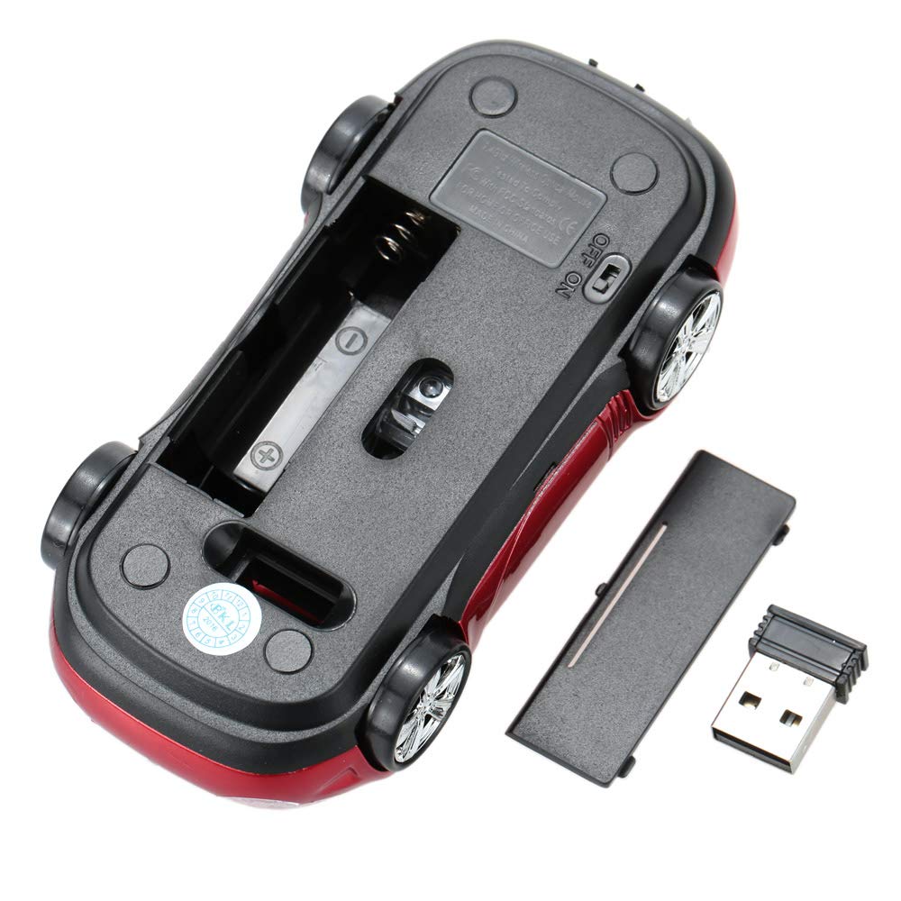 Wireless Car Mouse - 3D Optical Mouse for Desktop, Laptop & PC - 2.4GHz 1000DPI Computer Mouse (Red) | Perfect for Travel, Office & Gaming Use