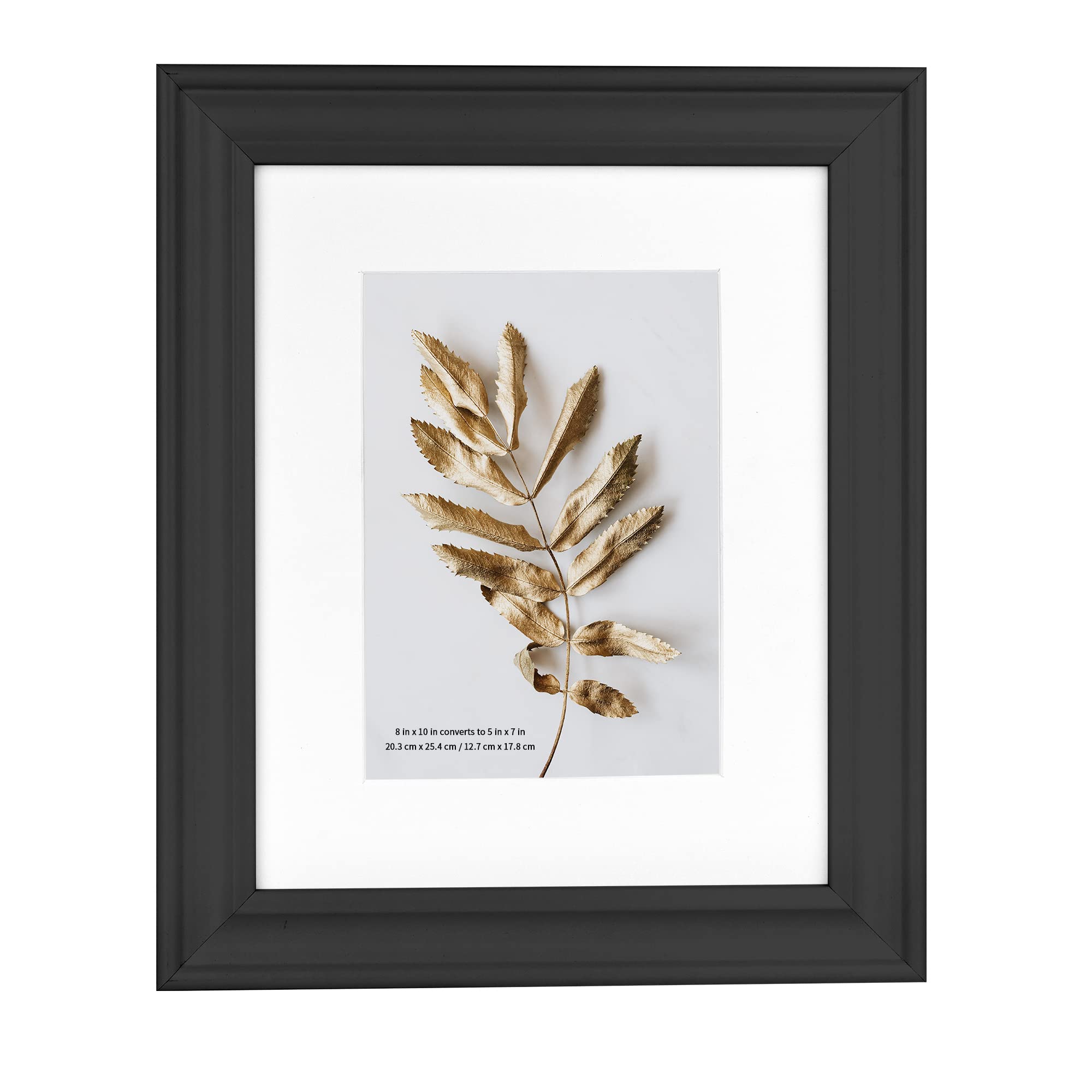 8x10 Picture Frames Black - 2 Pack Wooden Photo Frames with 5x7 Mat for Tabletop & Wall Display - Perfect for Home Decor, Office, Wedding Photos and Family Portraits