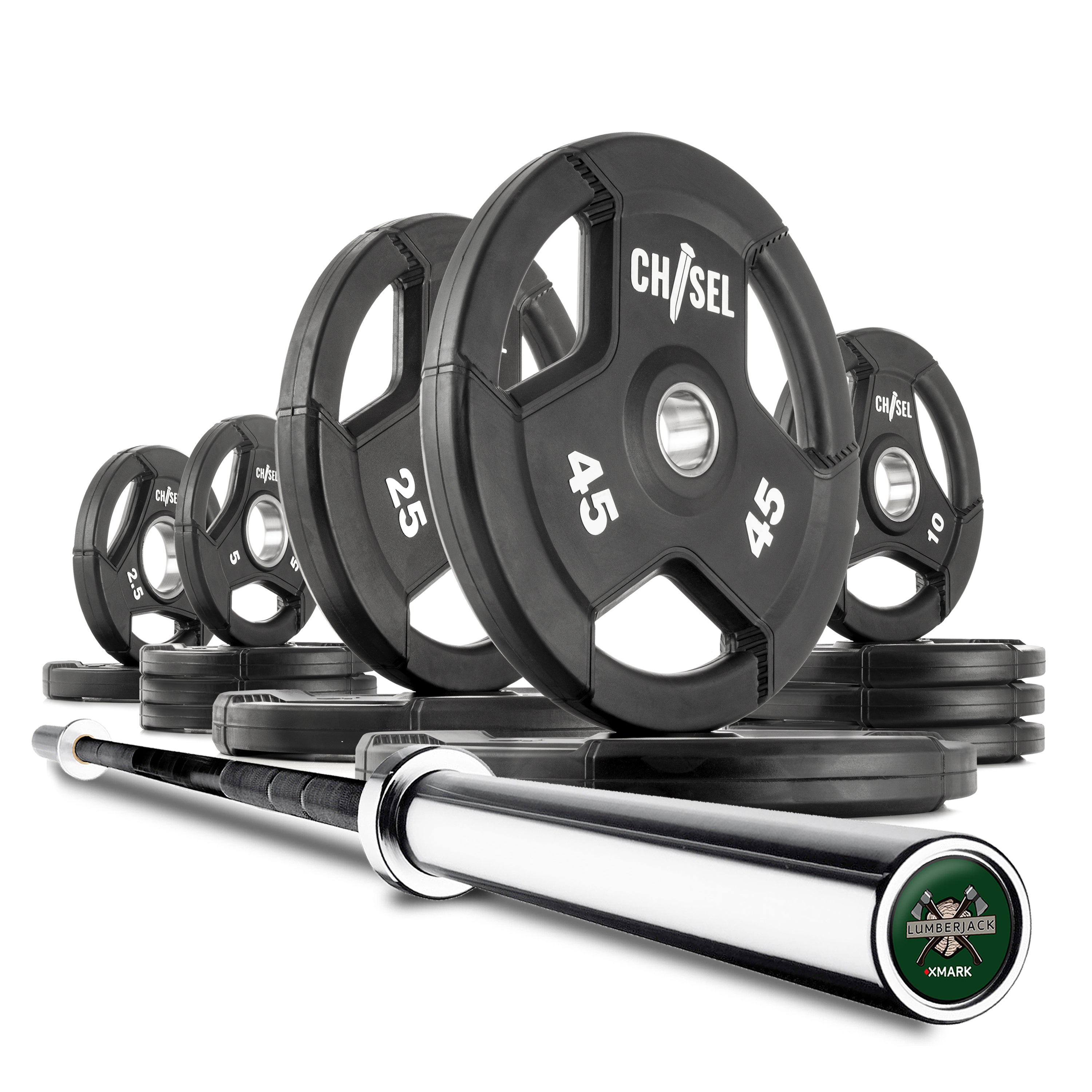Olympic Weight Plates and Barbell Set - 300LB Rubber Coated Gym Equipment for CrossFit, Powerlifting & Home Workouts - Perfect for Strength Training & Fitness Enthusiasts