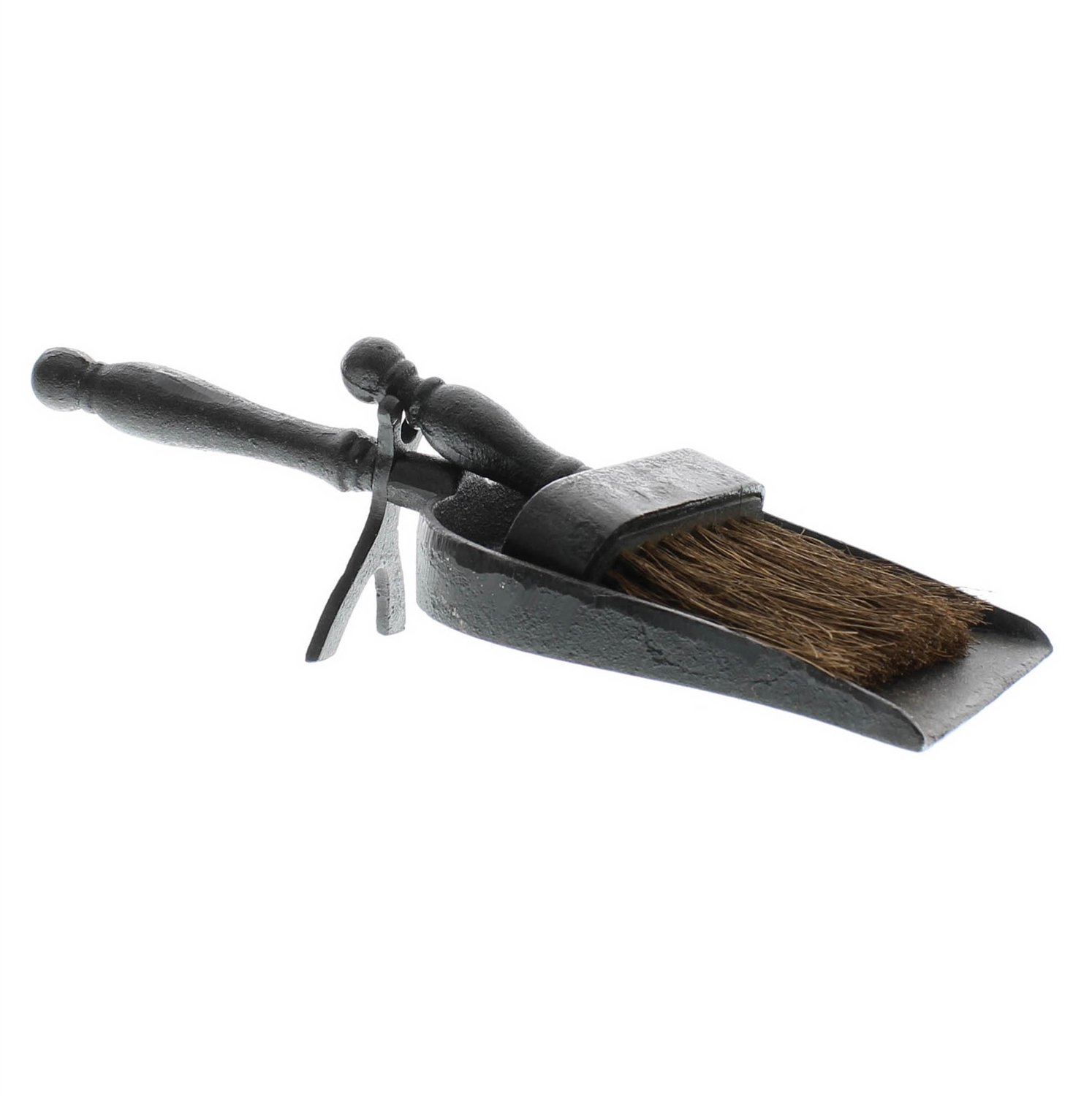 Cast Iron Fireplace Dust Pan with Broom Set - Heavy Duty Ash Shovel for Fireplace, Wood Stove & Hearth Cleaning - Perfect for Home, Cabin & Fire Pit Maintenance