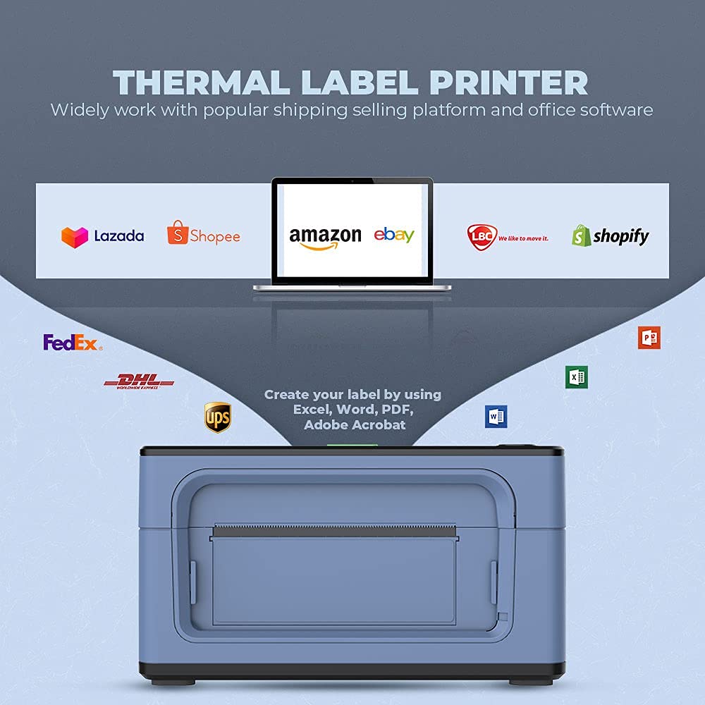 OHHG 4 Inch Thermal Label Printer - USB Barcode Printer for Shipping, Warehouse & Sticker Labels - Compatible with Windows & Mac - Perfect for E-commerce, Retail & Logistics Packaging