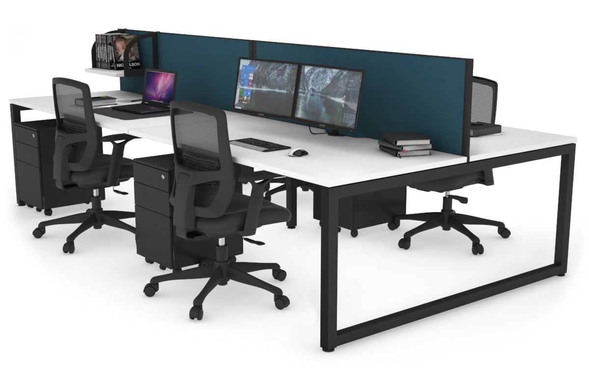 Quadro Loop Legs 4 Person Office Workstation - 1800L x 800W with Cable Management Scallop - Ideal for Collaborative Workspaces & Open Office Environments