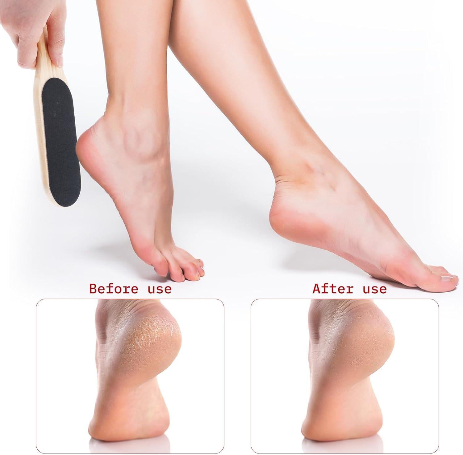 Mapperz Double Sided Wooden Foot Scrubber & Callus Remover - Exfoliating Foot File for Dead Skin, Dry & Wet Feet Care - Perfect for Pedicures, Home Spa & At-Home Foot Care (Pack of 1)