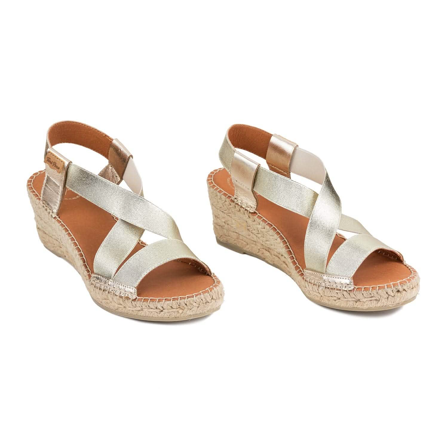 Women's Metallic Cotton Blend Wedge Espadrille Shoes - Comfortable Summer Casual Sandals for Beach, Vacation & Everyday Wear | Tura RC