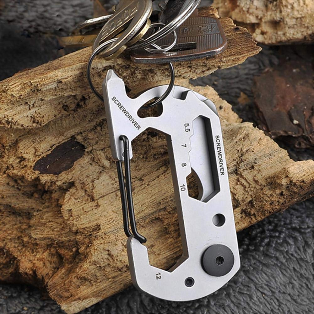 Mini Field EDC Camping Gadget Keychain Kit - Portable Multitool with Bottle Opener, Survival Tool Card & Outdoor Gear - Perfect for Hiking, Backpacking, Emergency Preparedness & Everyday Carry (GHK010SB)