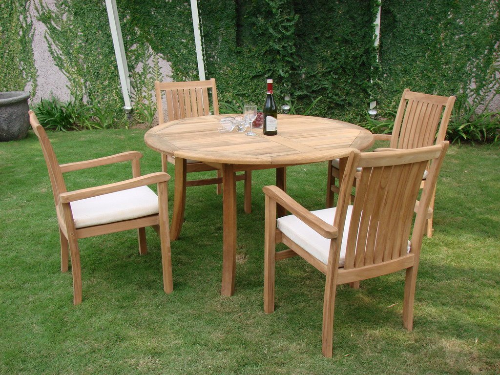 Premium Grade-A Teak Wood 4-Piece Outdoor Dining Set - 48
