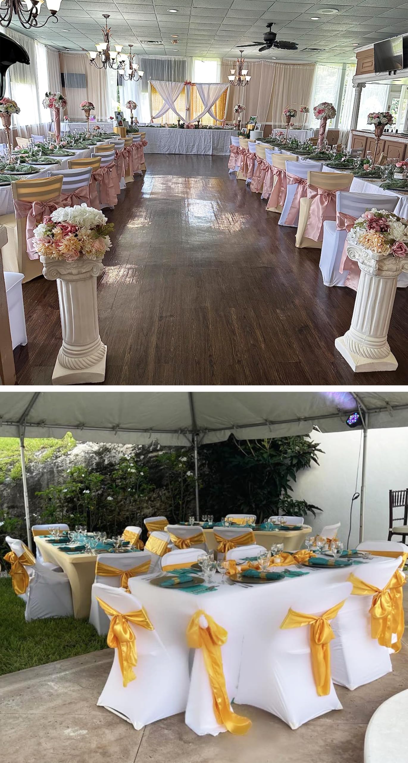 50PCS Wedding Chair Sashes - Rose Gold Satin Ribbons 7x108 inch for Banquet, Party, Hotel & Restaurant Decor - Elegant Chair Bows for Ceremony, Event & Wedding Decorations (Perfect for Chair Backs, Table Centerpieces & Venue Accents)