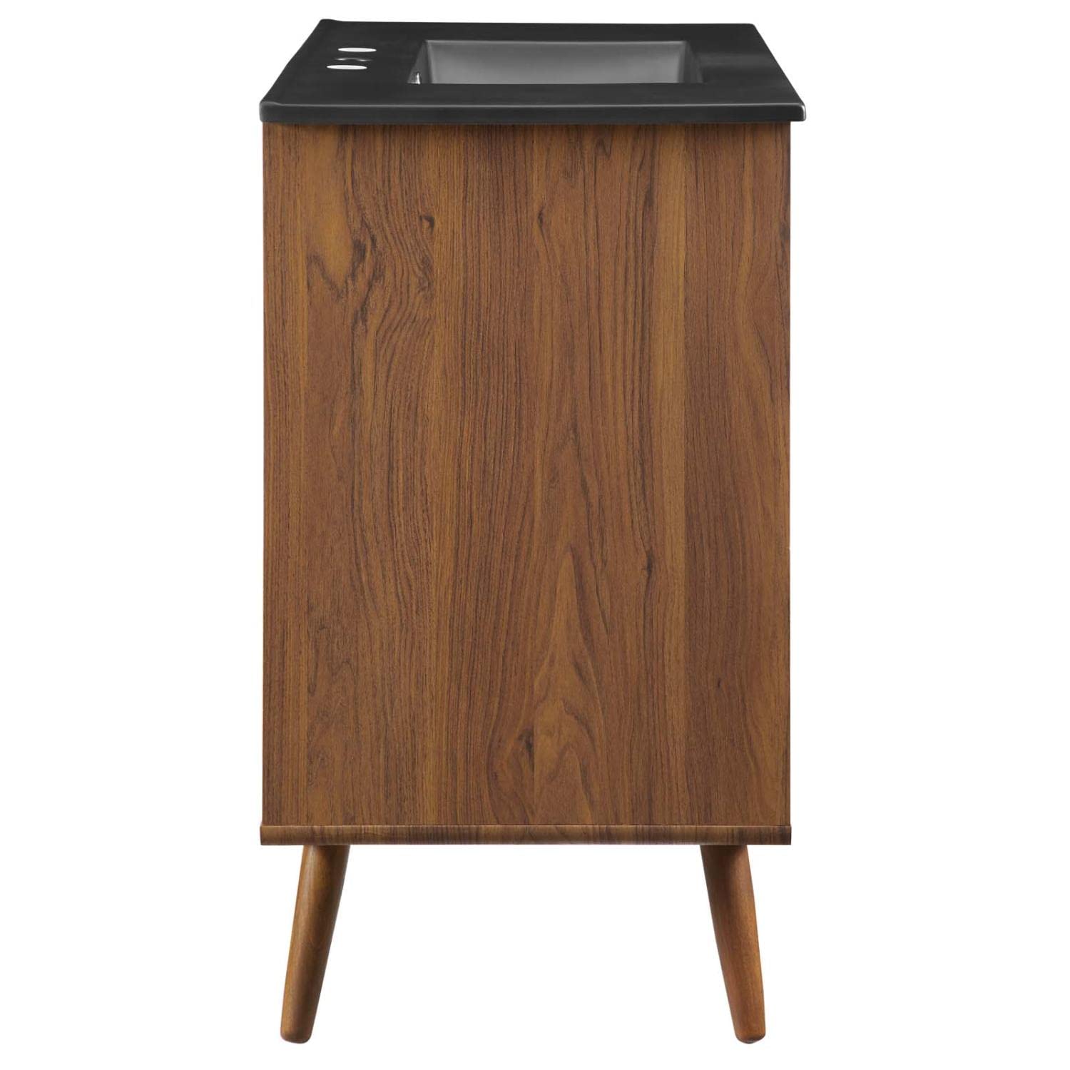 Modway Transmit 36 Inch Walnut Black Bathroom Vanity with Sink - Modern Storage Cabinet for Small Bathrooms, Powder Rooms & Master Baths
