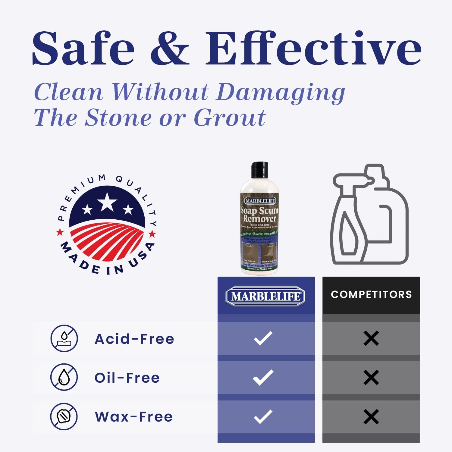 Powerful Soap Scum Remover for Tile & Grout - Heavy Duty Bathroom Cleaner (15oz) - Eliminates Hard Water Stains & Shower Buildup - Ideal for Showers, Bathtubs & Ceramic Tiles