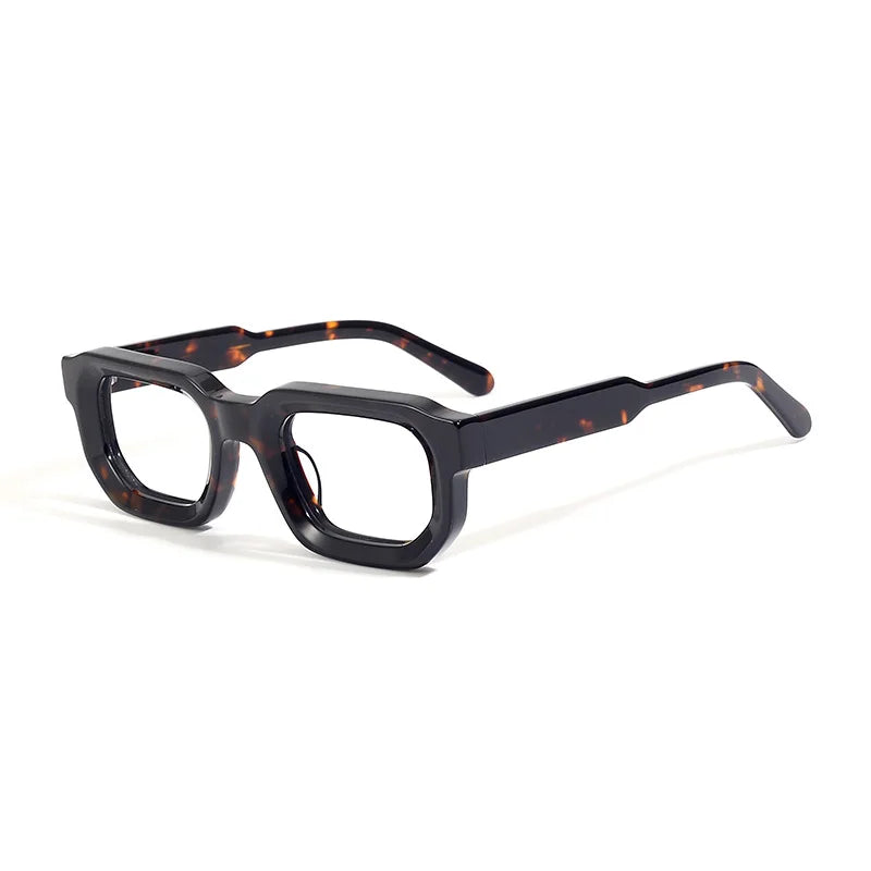 Stylish Black Unisex Acetate Square Eyeglasses with Full Rim Brow Line - Perfect for Work, Reading & Fashion (Model 22037)