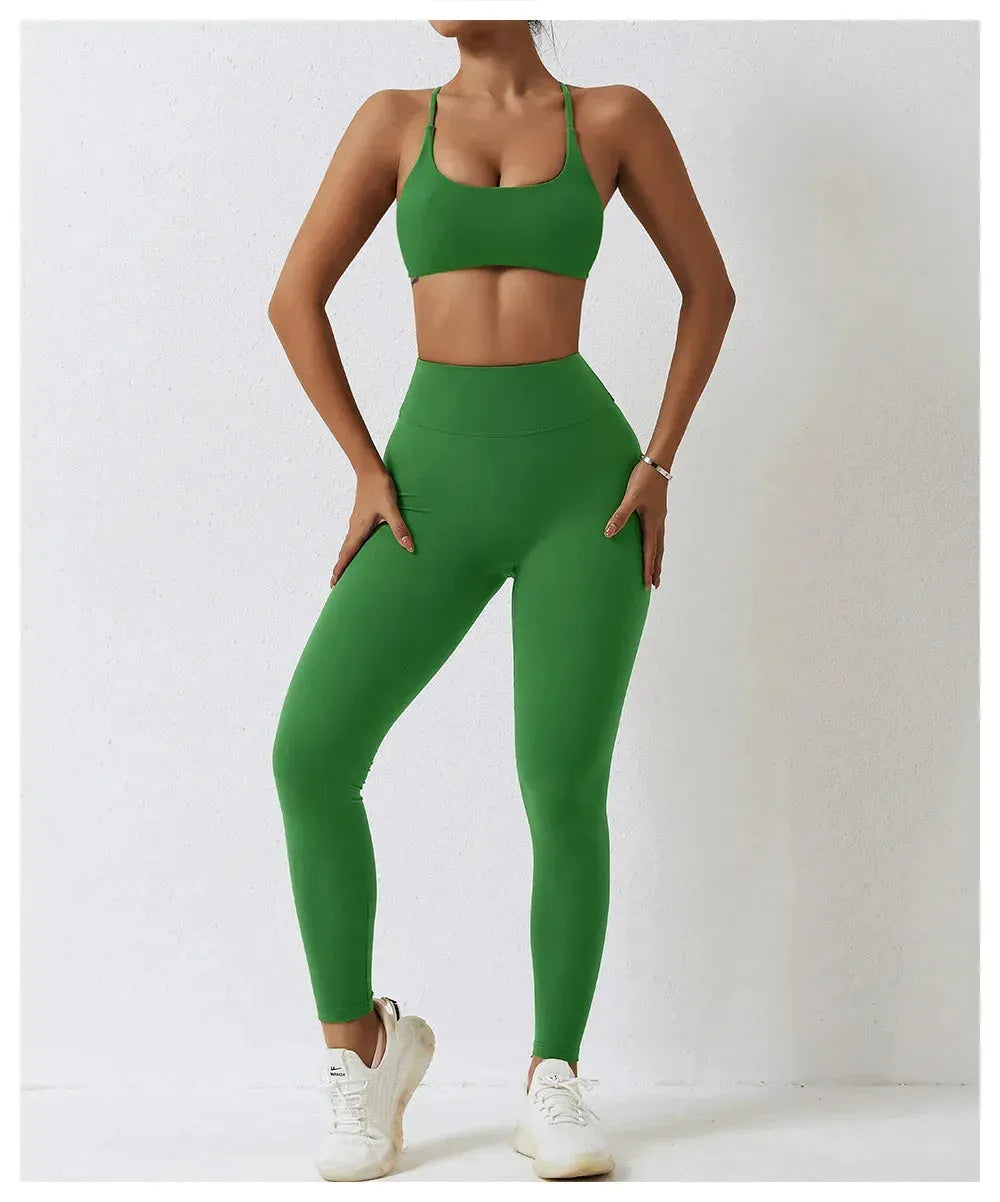 Seamless Yoga Set for Women - 2-Piece High Waist Leggings & Sports Bra Workout Outfit | Gym, Fitness, Yoga & Running Activewear