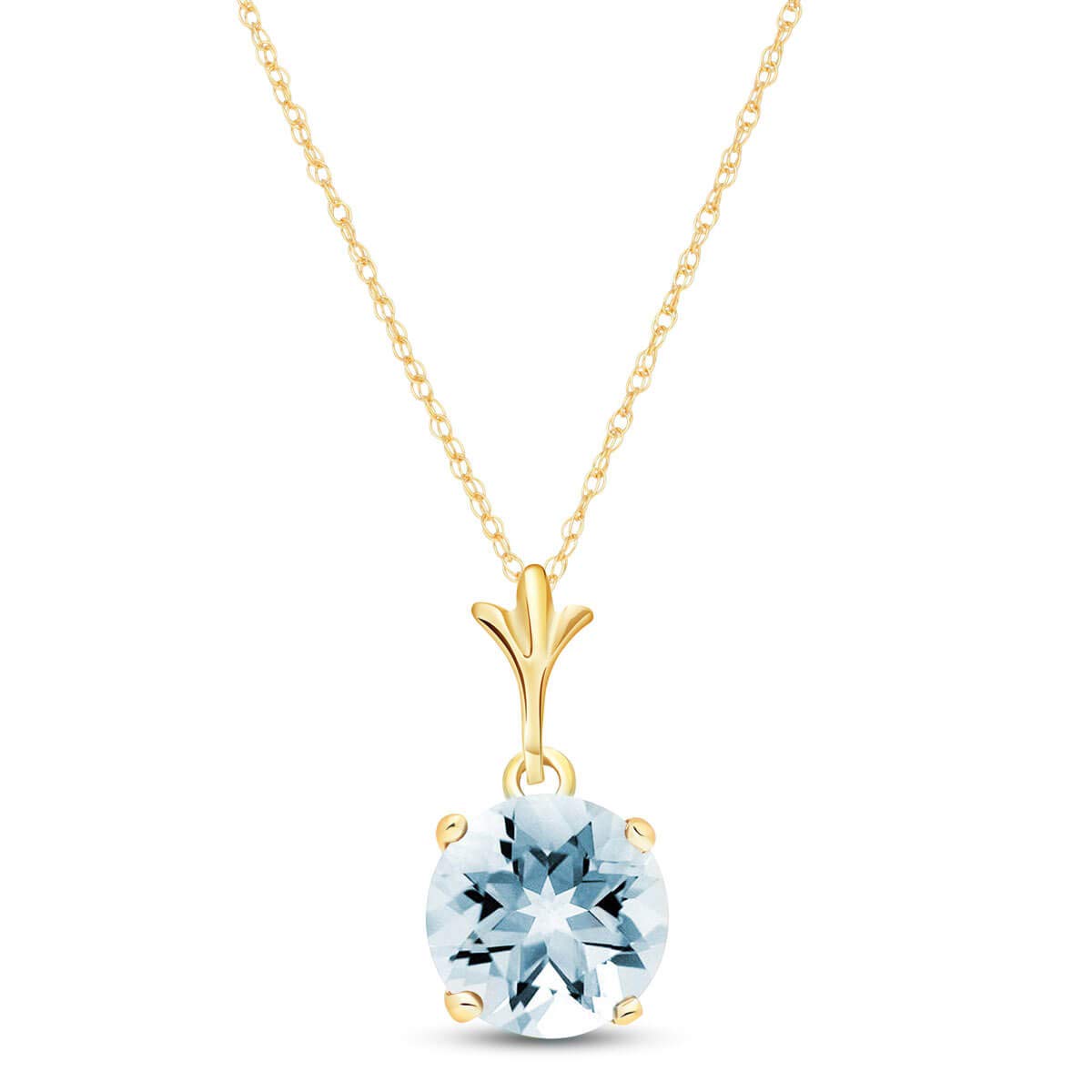14K Yellow, White & Rose Gold Solitaire Aquamarine Pendant Necklace - Galaxy Gold GG | Elegant Birthstone Jewelry for Women, Perfect Gift for Anniversary, Valentine's Day & Special Occasions