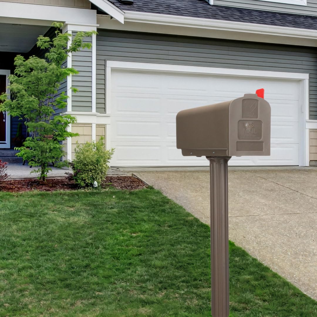Newbury Plastic Mailbox and Post Kit - Medium Capacity, Mocha (NC000MAM) | Durable Architectural Mailbox for Homes & Apartments | Weather-Resistant Outdoor Mail Solution