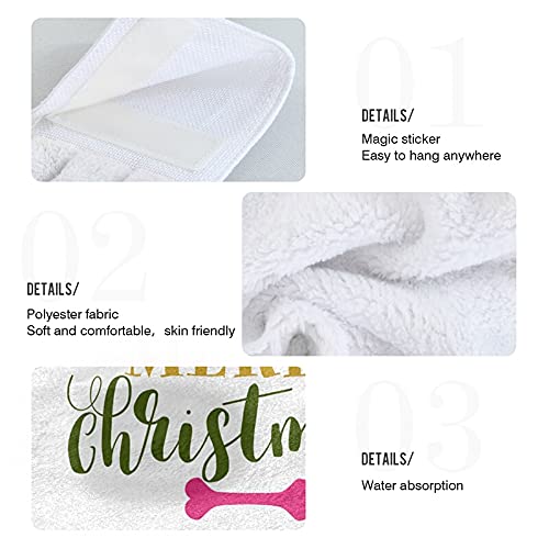 Christmas Dog Quote Kitchen Towels - 2 Pack Super Absorbent Hanging Dish Towels with Loops for Kitchen, Bathroom & Bar | Cute Holiday Hand Towels for Oven, Tabletop & Tea Time Decor