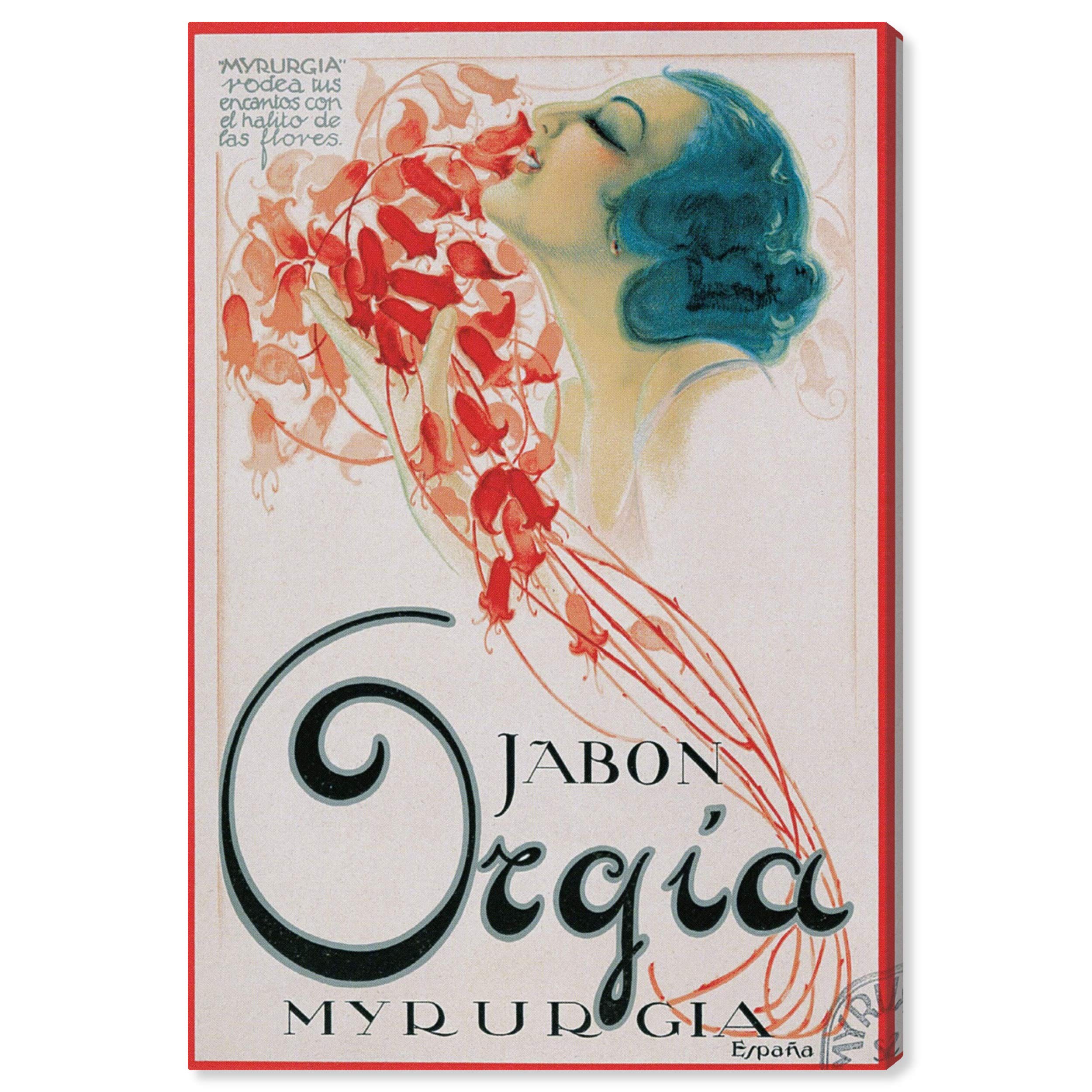 Orgia Vintage Soap Ad Wall Art Canvas Print - 20x30 Inch Retro Advertising Decor by Oliver Gal Artist Co. - Red & White Home Decor for Living Room, Bedroom or Office