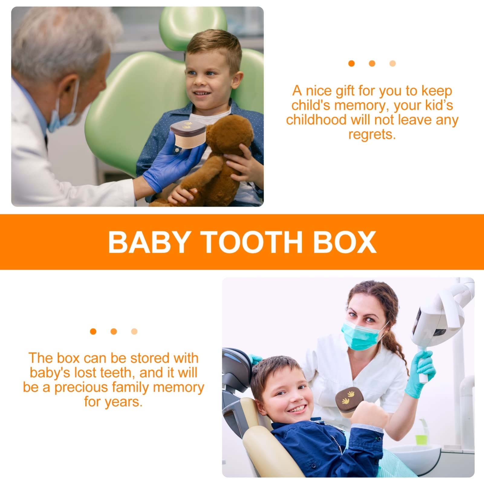 ifundom 2 Pack Deciduous Teeth Keepsake Box - Wooden Baby Tooth Storage Case for First Lost Teeth, Tooth Fairy Gifts & Childhood Memories Preservation (Perfect for Parents & Kids)