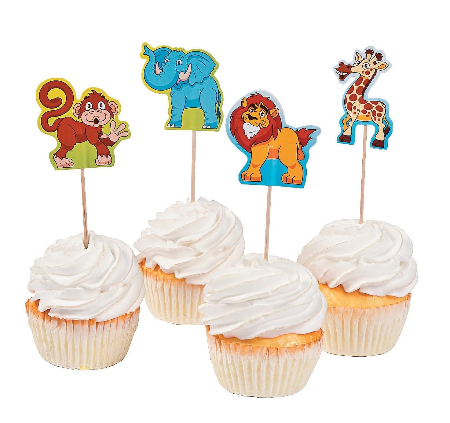 24-Pack Safari Wild Animal Print Birthday Cake Candles & 4 Cupcake Toppers - Jungle Theme Party Decorations for Kids Birthday, Baby Shower, and Zoo-Themed Celebrations