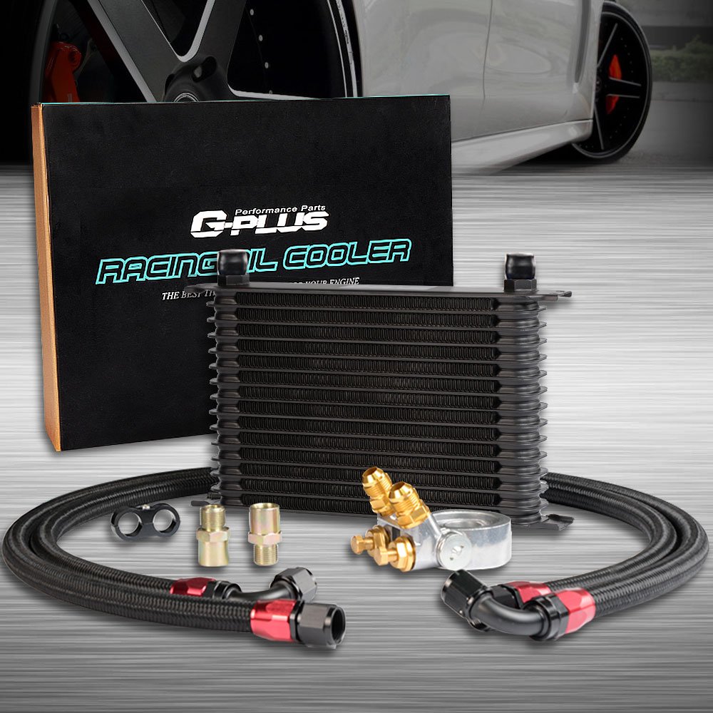 15 Row AN10 Thermostat Adaptor Engine Transmission Oil Cooler Kit with Oil Filter Adapter Hose Kit - High Performance Cooling for Racing, Off-Road & Heavy-Duty Vehicles