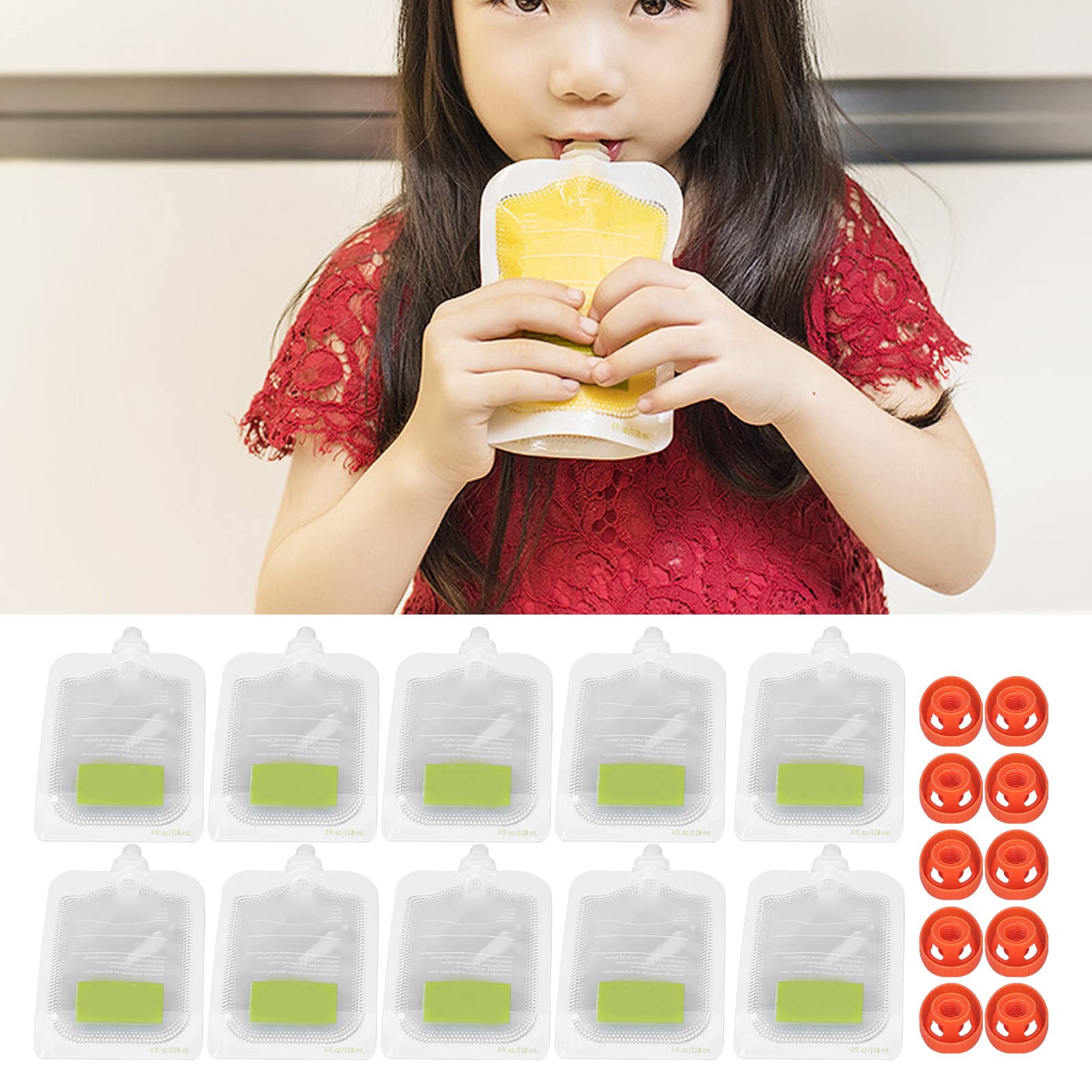 Organic Baby Food Pouches - Reusable Squeeze Pouch for Homemade Fruit Puree & Baby Food Storage | BPA-Free, Leak-Proof Snack Bags for Infants & Toddlers | Perfect for On-the-Go Feeding, Daycare & Travel Snacks
